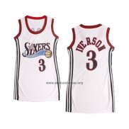 Camiseta Mujer Philadelphia 76ers Allen Iverson NO 3 Blanco