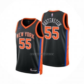 Camiseta New York Knicks Isaiah Hartenstein NO 55 Ciudad 2022-23 Negro
