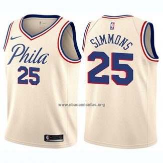 Camiseta Nino Philadelphia 76ers Ben Simmons NO 25 Ciudad Crema