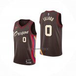 Camiseta Portland Trail Blazers Damian Lillard NO 0 Ciudad 2020-21 Marron