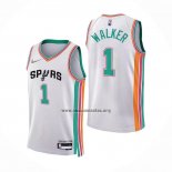 Camiseta San Antonio Spurs Lonnie Walker NO 1 Ciudad 2021-22 Blanco