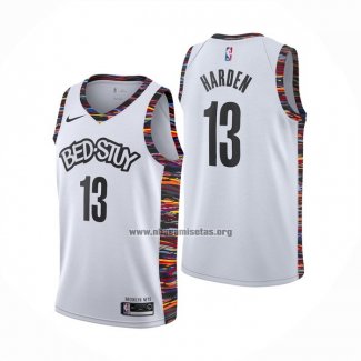 Camiseta Brooklyn Nets James Hardenl NO 13 Ciudad 2020 Blanco