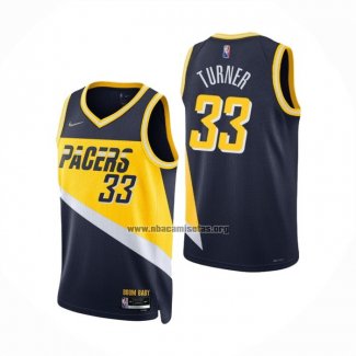 Camiseta Indiana Pacers Myles Turner NO 33 Ciudad 2021-22 Azul