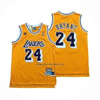 Camiseta Los Angeles Lakers Kobe Bryant NO 24 Retro Amarillo