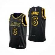 Camiseta Los Angeles Lakers LeBron James NO 6 Ciudad 2021-22 Negro