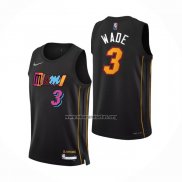 Camiseta Miami Heat Dwyane Wade NO 3 Ciudad 2021-22 Negro