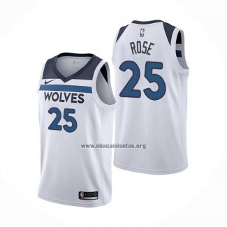 Camiseta Minnesota Timberwolves Derrick Rose NO 25 Association Blanco