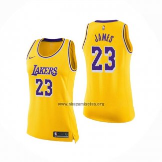 Camiseta Mujer Los Angeles Lakers Lebron James NO Icon 23 Amarillo