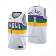 Camiseta New Orleans Pelicans Zion Williamson NO 1 Ciudad 2019-20 Blanco