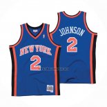 Camiseta New York Knicks Larry Johnson NO 2 Hardwood Classics Throwback Azul