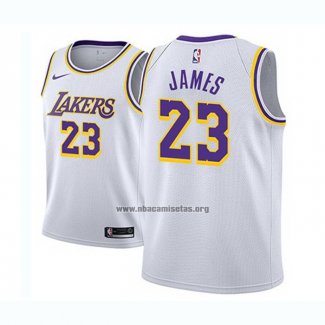 Camiseta Nino Los Angeles Lakers Lebron James NO 23 Association 2017-18 Blanco
