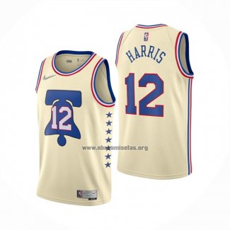 Camiseta Philadelphia 76ers Tobias Harris NO 12 Earned 2020-21 Crema