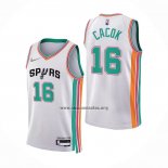 Camiseta San Antonio Spurs Devontae Cacok NO 16 Ciudad 2021-22 Blanco