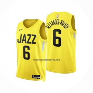 Camiseta Utah Jazz Nickeil Alexander-Walker NO 6 Icon 2022-23 Amarillo