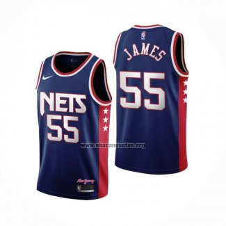 Camiseta Brooklyn Nets Mike James NO 55 Ciudad 2021-22 Azul