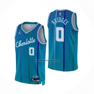 Camiseta Charlotte Hornets Miles Bridges NO 0 Ciudad 2021-22 Azul