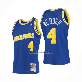 Camiseta Golden State Warriors Chris Webber NO 4 Mitchell & Ness 1993-94 Azul