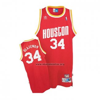 Camiseta Houston Rockets Hakeem Olajuwon NO 34 Retro Rojo