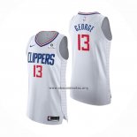 Camiseta Los Angeles Clippers Paul George NO 13 Association 2020-21 Autentico Blanco