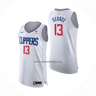 Camiseta Los Angeles Clippers Paul George NO 13 Association 2020-21 Autentico Blanco