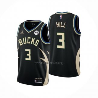 Camiseta Milwaukee Bucks George Hill NO 3 Statement 2022-23 Negro