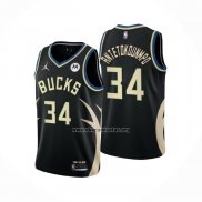 Camiseta Milwaukee Bucks Giannis Antetokounmpo NO 34 Statement 2022-23 Negro