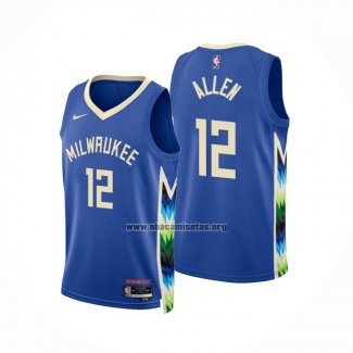 Camiseta Milwaukee Bucks Grayson Allen NO 12 Ciudad 2022-23 Azul