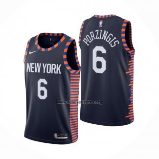 Camiseta New York Knicks Kristaps Porzingis NO 6 Ciudad Edition Azul