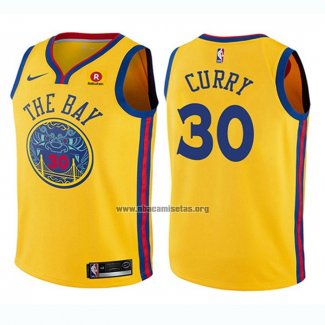 Camiseta Nino Golden State Warriors Stephen Curry NO 30 Ciudad Amarillo