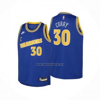 Camiseta Nino Golden State Warriors Stephen Curry NO 30 Classic 2022-23 Azul