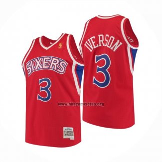 Camiseta Philadelphia 76ers Allen Iverson NO 3 Mitchell & Ness 1996-97 Rojo