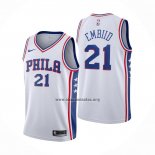 Camiseta Philadelphia 76ers Joel Embiid NO 21 Association Blanco