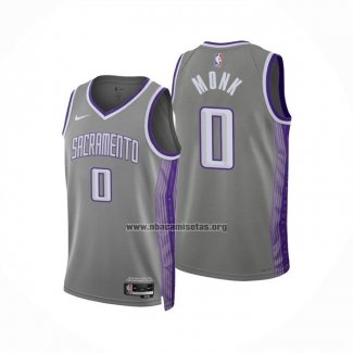 Camiseta Sacramento Kings Malik Monk NO 0 Ciudad 2022-23 Gris