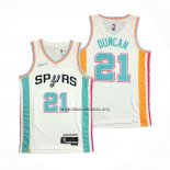 Camiseta San Antonio Spurs Tim Duncan NO 21 Ciudad 2021-22 Blanco