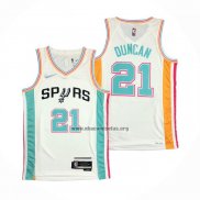 Camiseta San Antonio Spurs Tim Duncan NO 21 Ciudad 2021-22 Blanco