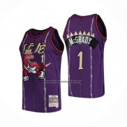 Camiseta Toronto Raptors Tracy Mcgrady NO 1 Mitchell & Ness 1998-99 Violeta